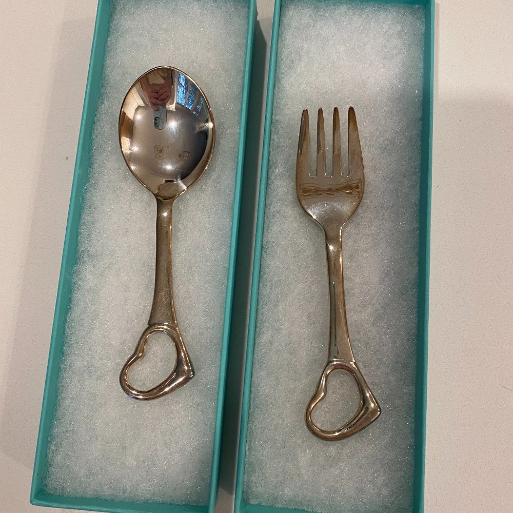 Tiffany & Co. Elsa Peretti Open Heart Fork and Spoon Baby Set